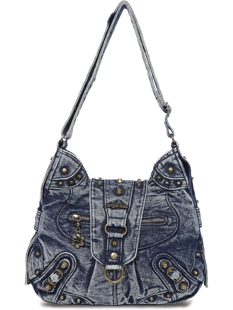 Hobo Bag For Women Studded Vegan Leather Shoulder Purses And Handbags Retro Room